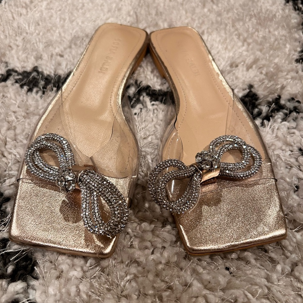 Sofia Baldi Gold Transparent Women's Flat Sandals - image 3